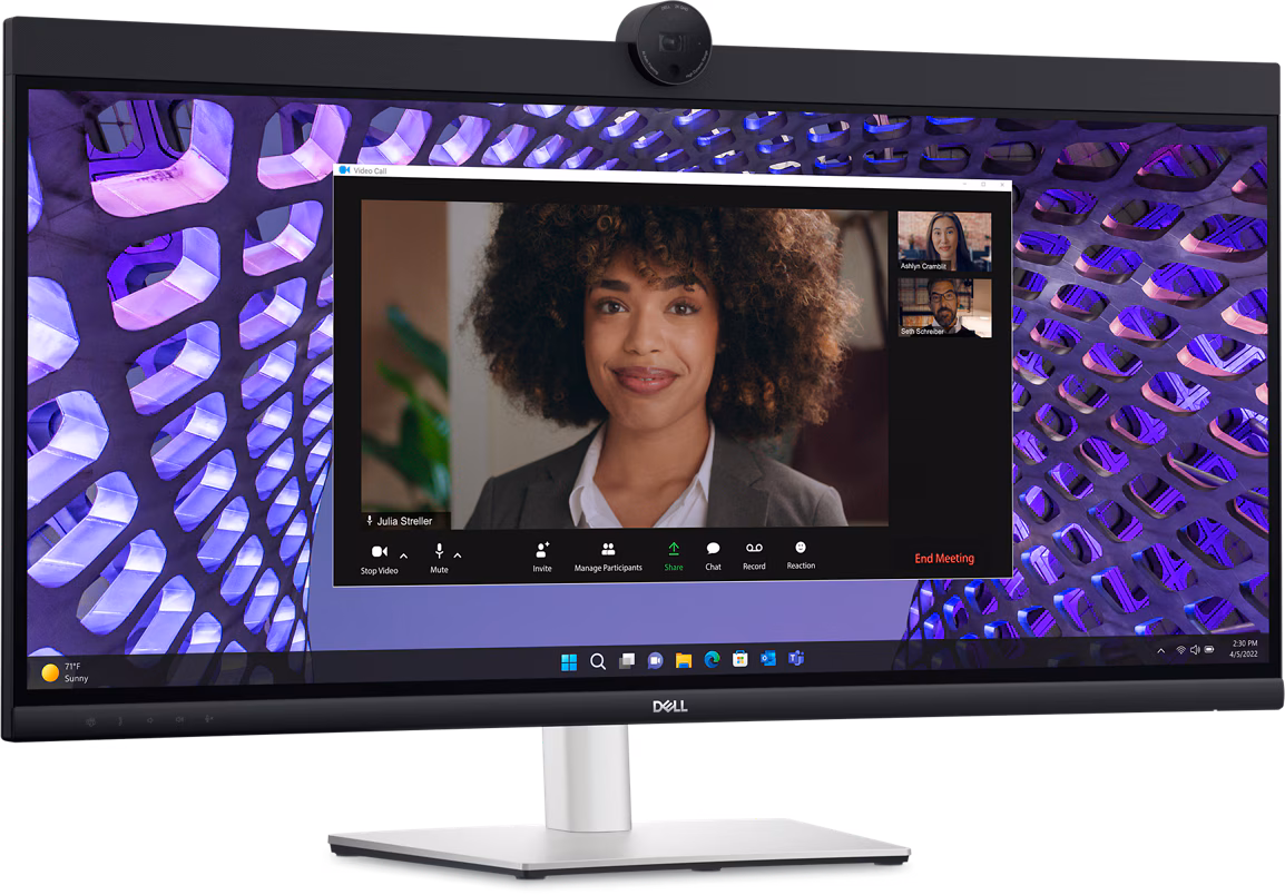DELL P3424WEB 34" Curved Video Conferencing Monitor - IPS, 3440x1440 UWQHD, 60Hz, USB-C Hub, 3 Years Warranty