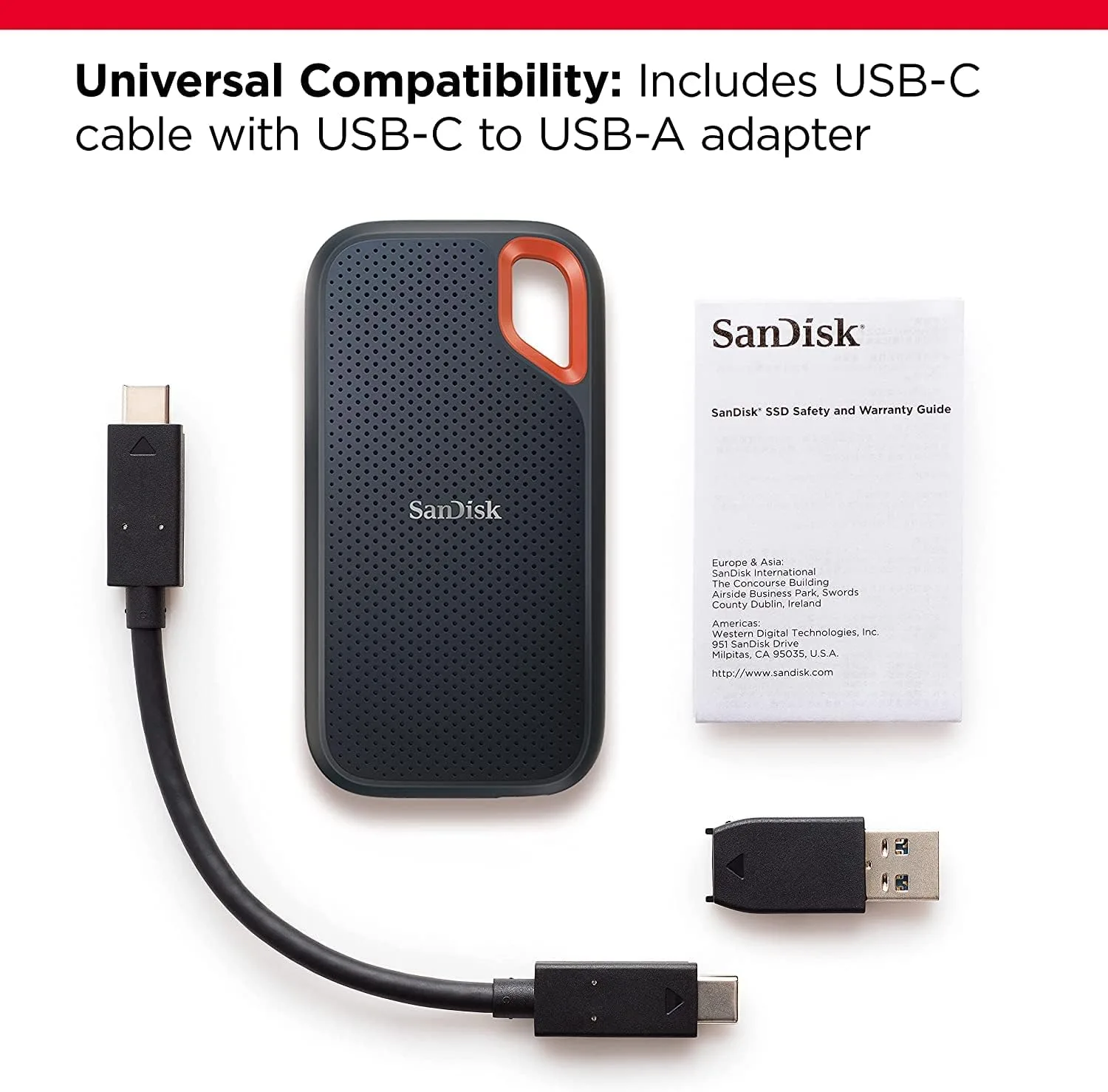 SanDisk Extreme Portable SSD SDSSDE61-2T00-G25 - 2TB, USB-C, USB 3.2 Gen 2, Up to 1050MB/s - Image 3