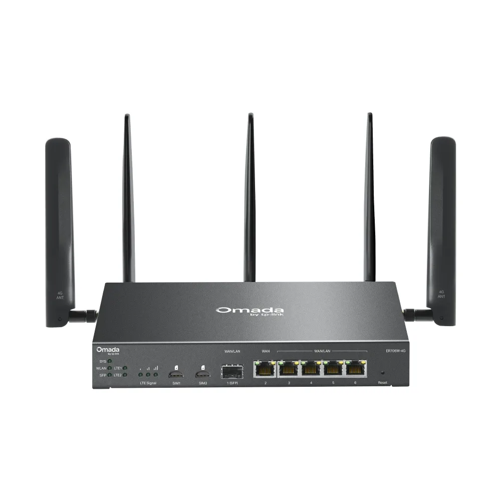TP-Link ER706W-4G Omada 4G+ Cat6 AX3000 Wi-Fi 6 Gigabit VPN Gateway with 512MB DDR4 RAM and 256MB Flash