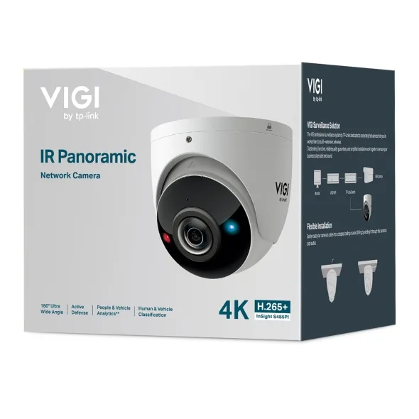 InSight S485PI VIGI 8MP IR Panoramic Turret Network Camera with 8MP Sensor, 1.65mm Lens, and Two-Way Audio - Image 6