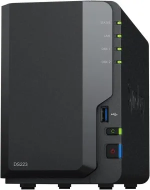 Synology DS223 DiskStation NAS with Realtek RTD1619B Quad-Core CPU, 2GB RAM, 2-Bay, 8TB Storage (2x4TB WD Red Plus)