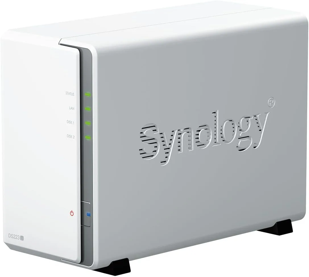 Synology DS223j 2-Bay DiskStation NAS with Realtek RTD1619B 4-Core 1.7 GHz CPU, 1GB DDR4 RAM, 1x RJ-45 1GbE LAN Port - 12TB Bundle (2x 6TB WD Red Plus) - Image 2
