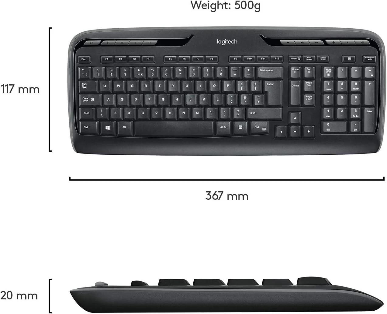 Logitech MK330 Wireless Keyboard and Mouse Combo - 2.4 GHz Wireless, Multimedia Keys, Long Battery Life - Image 2