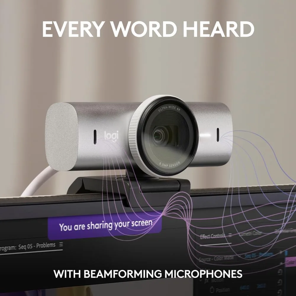 Logitech MX Brio Ultra HD 4K Webcam with 1080p 60 FPS, Dual Noise-Reducing Mics, USB-C - Image 4