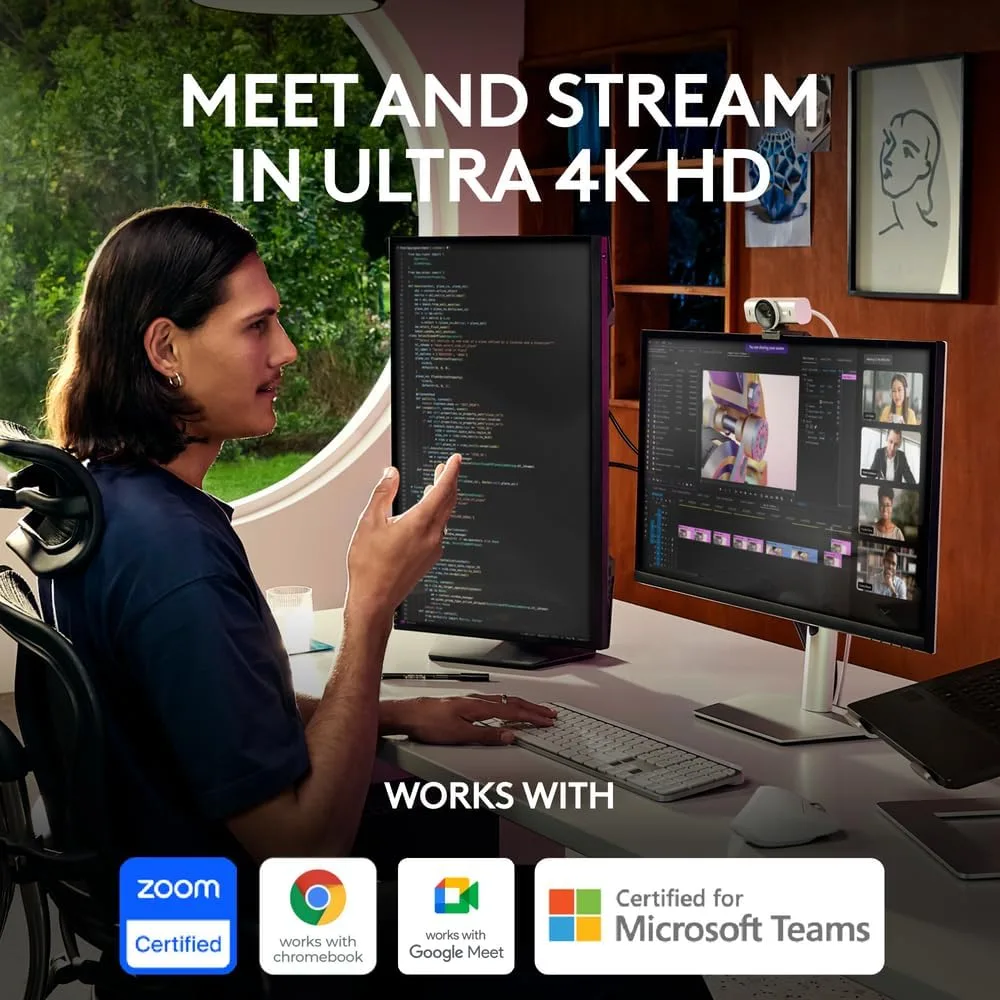 Logitech MX Brio Ultra HD 4K Webcam with 1080p 60 FPS, Dual Noise-Reducing Mics, USB-C - Image 2