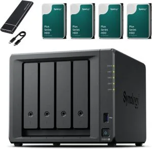 Synology DS925+ NAS Server Bundle with 32GB RAM and 16TB Storage (4 x 4TB HDD) plus 512GB External SSD Backup
