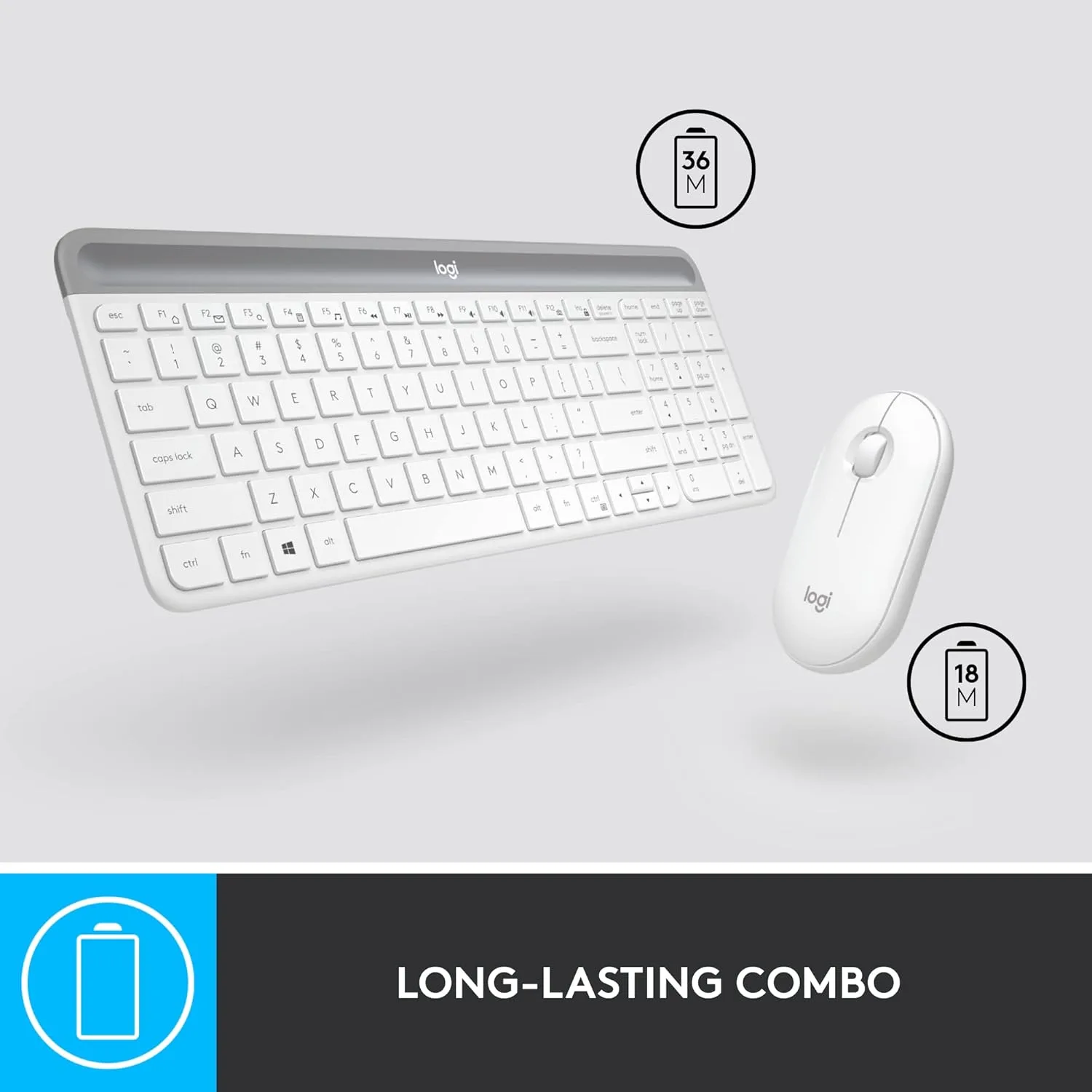 Logitech MK470 Slim Wireless Keyboard and Mouse Combo - Ultra Quiet, 2.4 GHz USB Receiver, Compact Layout - Image 5