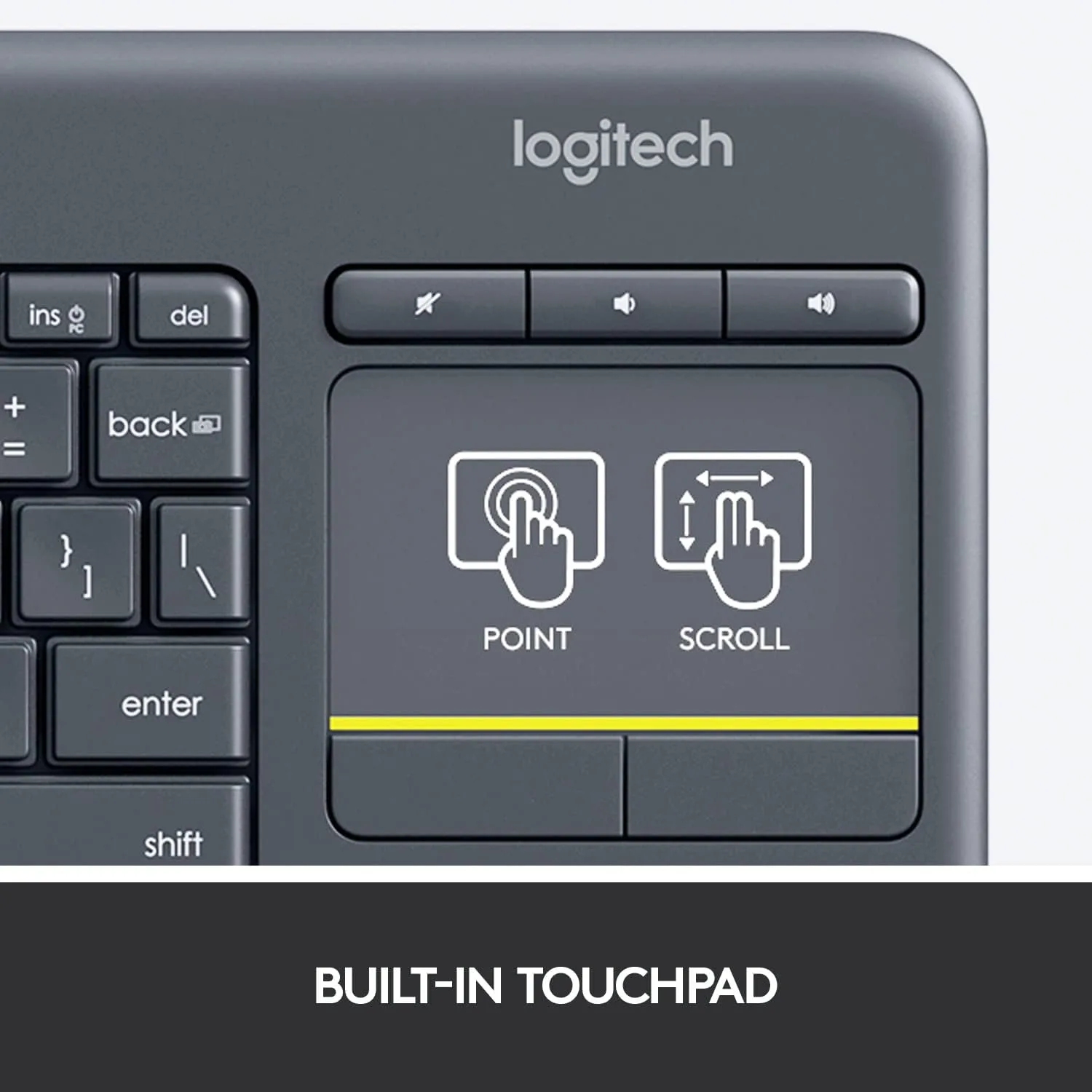 Logitech K400 Plus Wireless Keyboard with Touchpad, Multi-Media Keys, Compatible with Windows and Android - Image 4