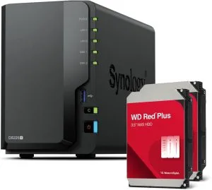 Synology DS225+ 2-Bay DiskStation NAS with Intel Celeron J4125 Quad-Core, 2 GB DDR4 RAM, 8TB Bundle (2x 4TB WD Red Plus)