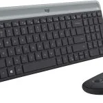 Logitech MK470 Slim Wireless Keyboard & Mouse Combo - 2.4GHz Unifying USB Receiver, Low Profile, Whisper-Quiet, Long Battery Life, Optical Mouse, Arabic Layout - Graphite