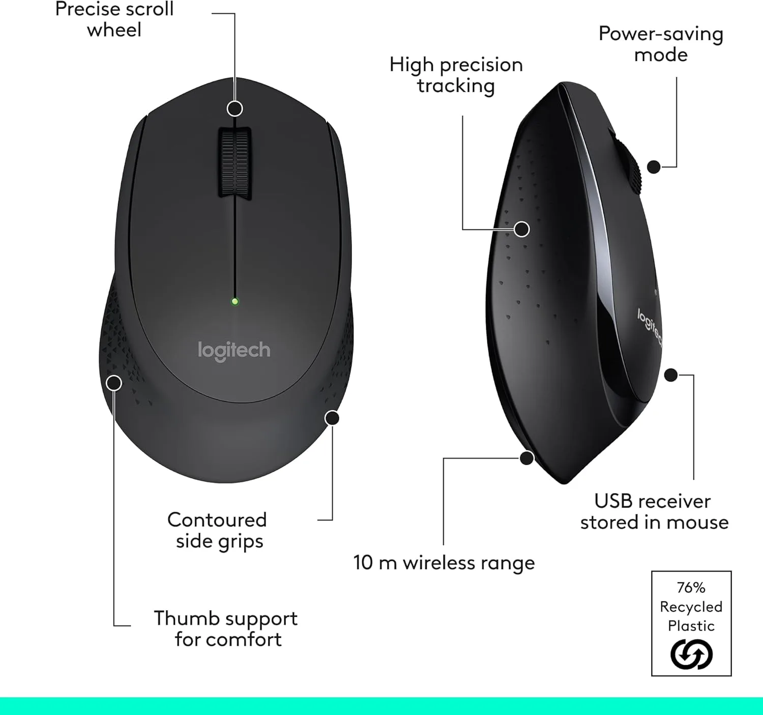 Logitech MK345 Wireless Combo with Full-Sized Keyboard and Comfortable Right-Handed Mouse, 2.4 GHz Wireless USB Receiver - Image 6