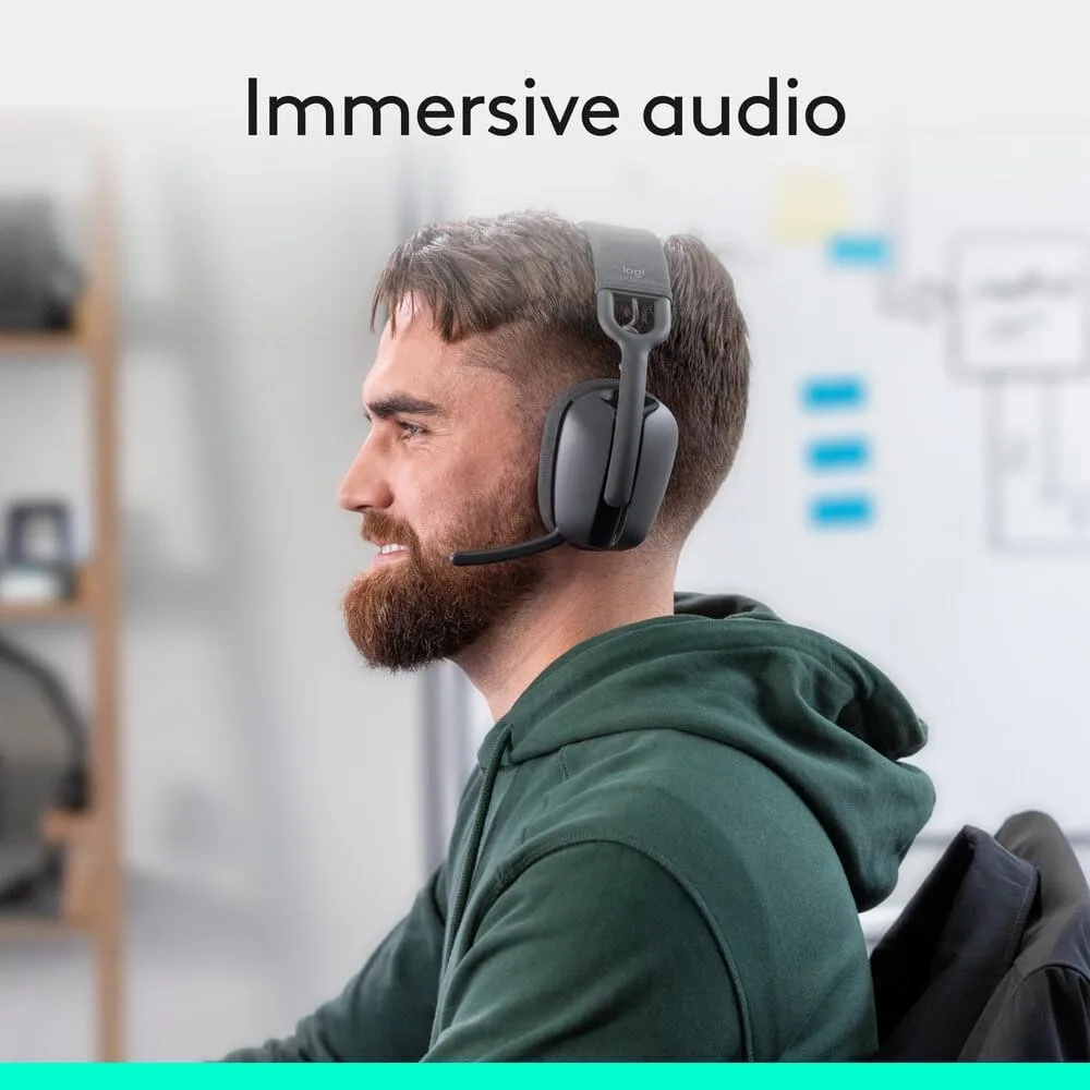Logitech Zone Vibe 100 Wireless Over-Ear Headphones with Noise-Cancelling Mic, Multipoint Bluetooth - Image 4