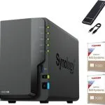 Synology DS224+ NAS Server Bundle 2 Bay with 2GB RAM and 12TB Storage (2 x 6TB NAS HDDs) plus 512GB External SSD Backup