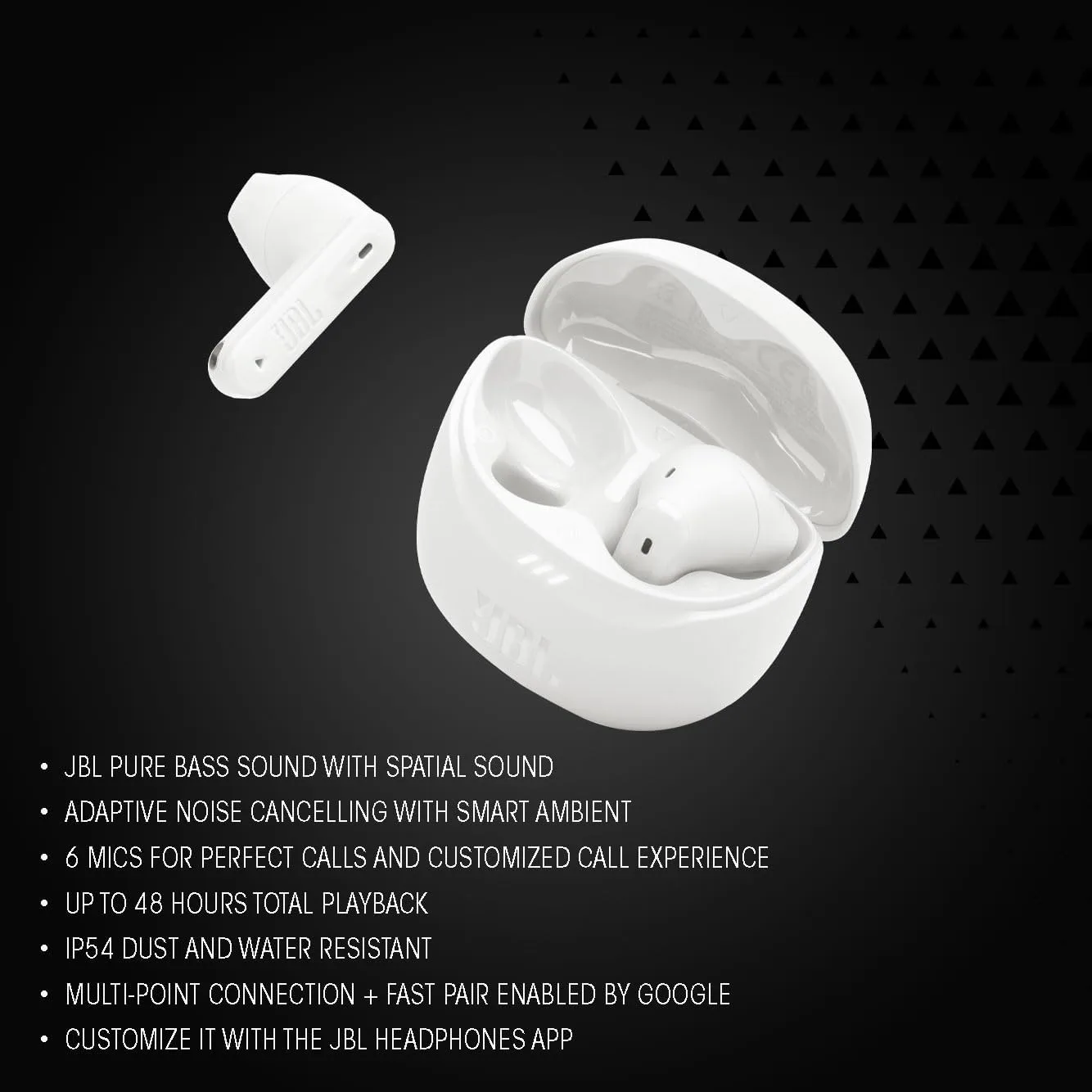 JBL TUNE FLEX 2 True Wireless Earbuds with Adaptive Noise Cancelling, Smart Ambient, Up to 48 Hours Playback, IP54, Model JBLTFLEX2BLK - Image 3