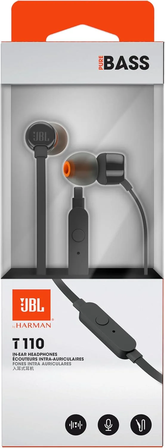 JBL Tune 110 Wired In-Ear Headphones JBLT110BLK with Pure Bass Sound and 1-Button Remote/Mic - Image 7