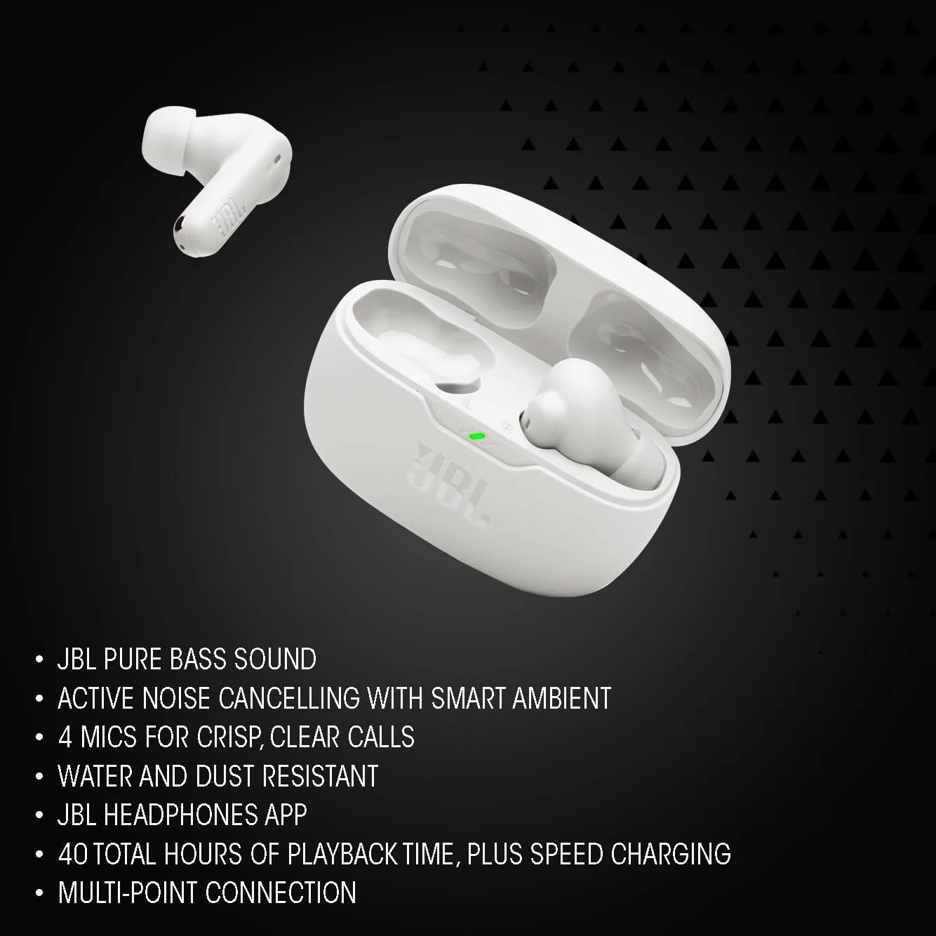 JBL Wave Beam 2 True Wireless Earbuds JBLWBEAM2WHT with Adaptive Noise Cancelling, 40H Battery, and Deep Bass - Image 5