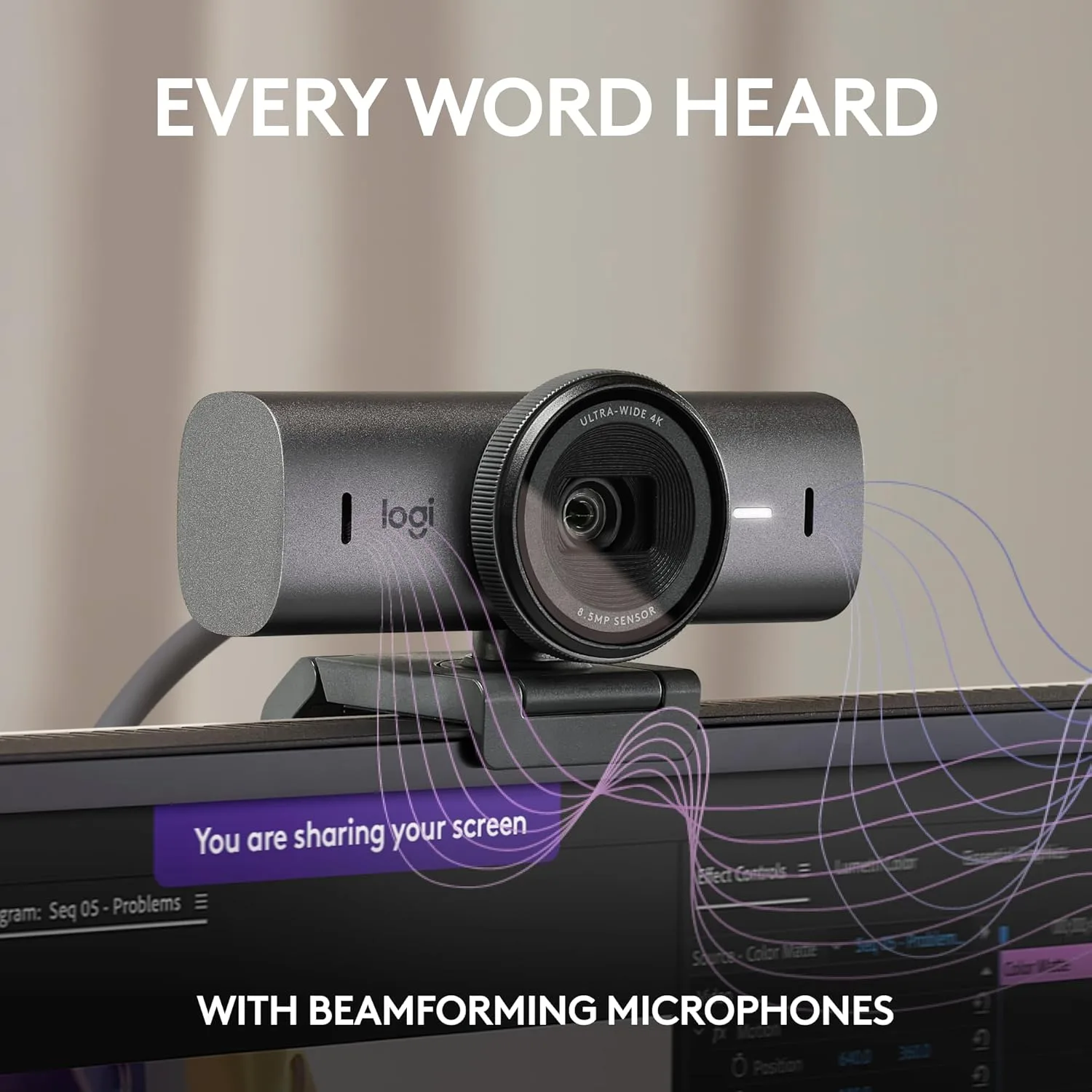 Logitech MX Brio Ultra HD 4K Webcam with AI-Enhanced Image Quality and Noise Reducing Microphones - Image 4