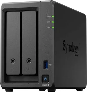 Synology DS725+ 2-Bay NAS Kit with Ryzen CPU, 4 GB RAM, 2.5GbE NIC