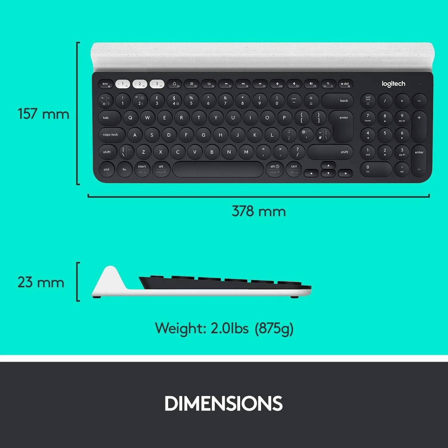 Logitech K780 Multi-Device Wireless Keyboard - Bluetooth & 2.4GHz, Compatible with Windows, Apple, Android, Chrome - Image 8