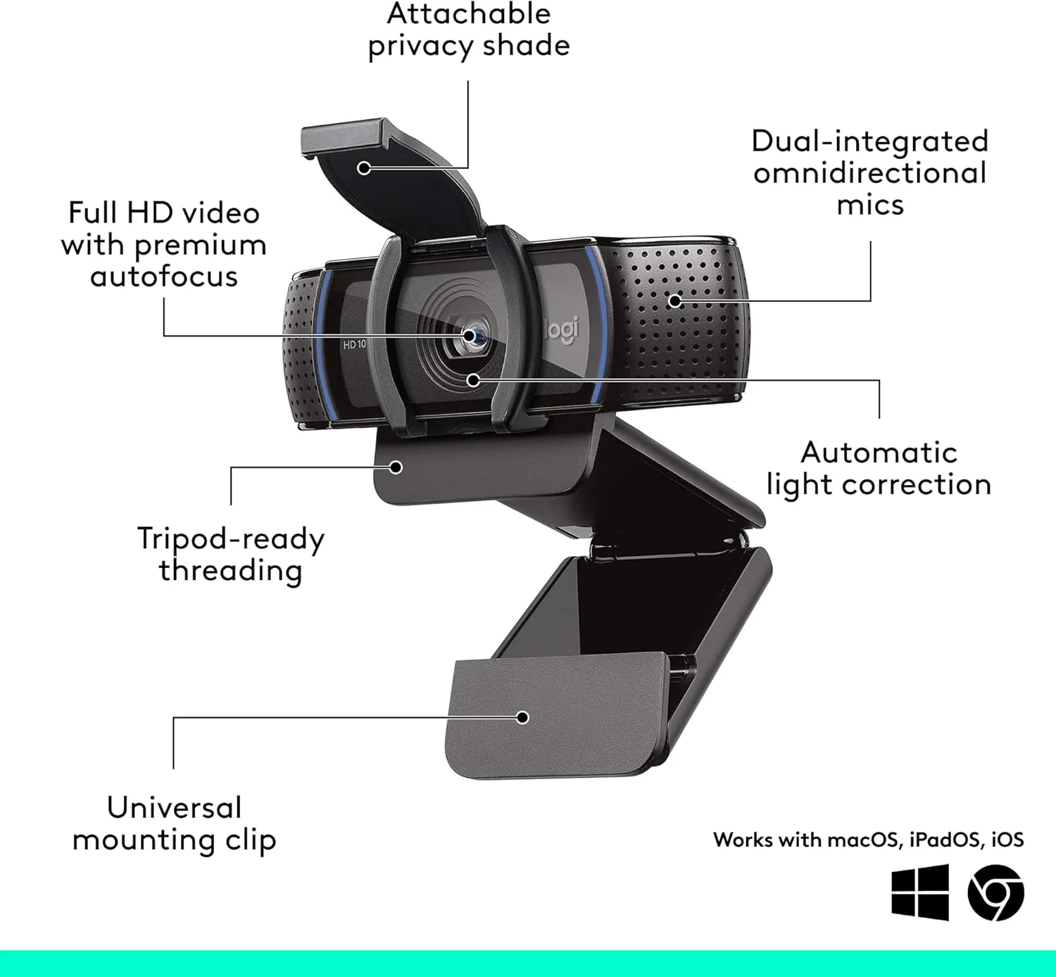 Logitech C920e HD Webcam - 1080p, Mic-Disabled, Certified for Zoom & Microsoft Teams, TAA Compliant - Image 7