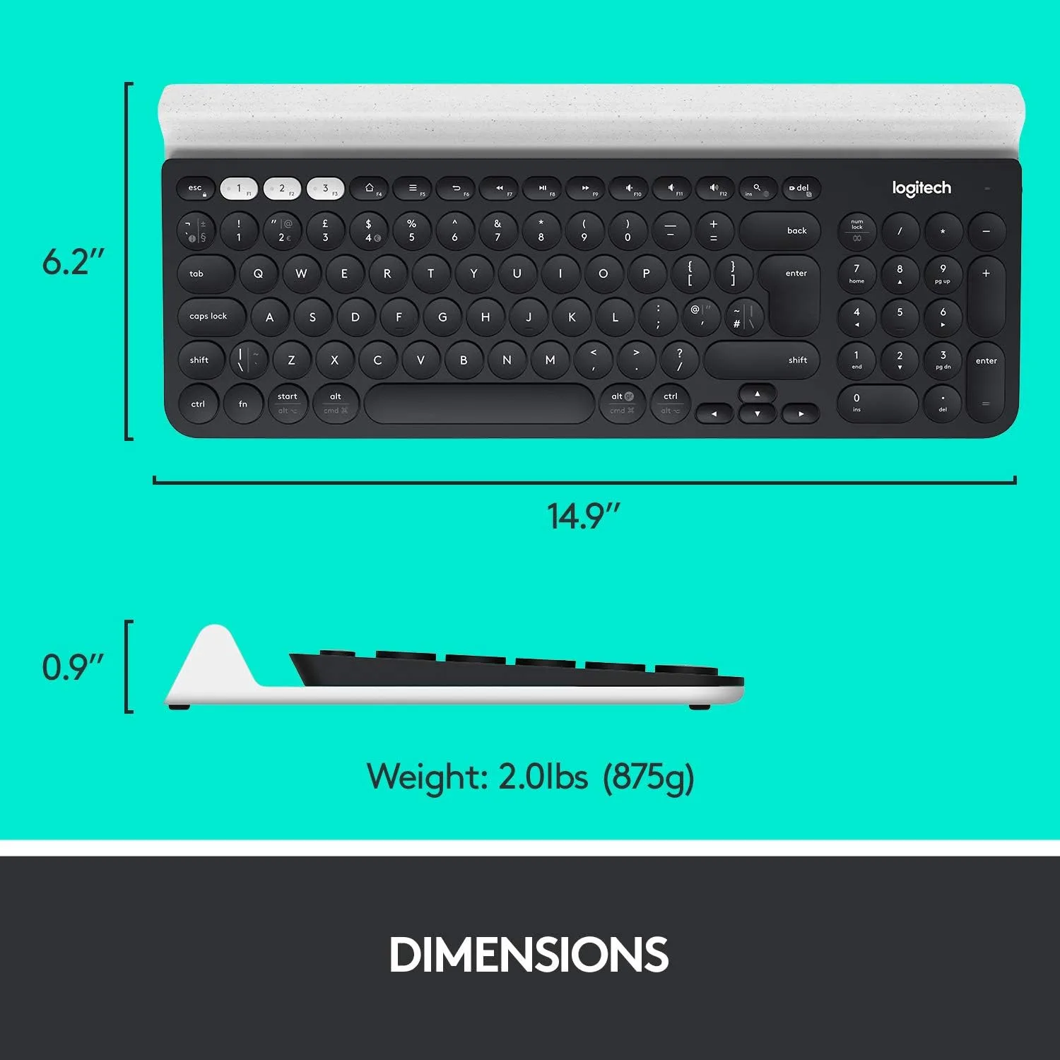 Logitech K780 Multi-Device Wireless Keyboard - Bluetooth & 2.4GHz, Compatible with Windows, Apple, Android, Chrome - Image 7