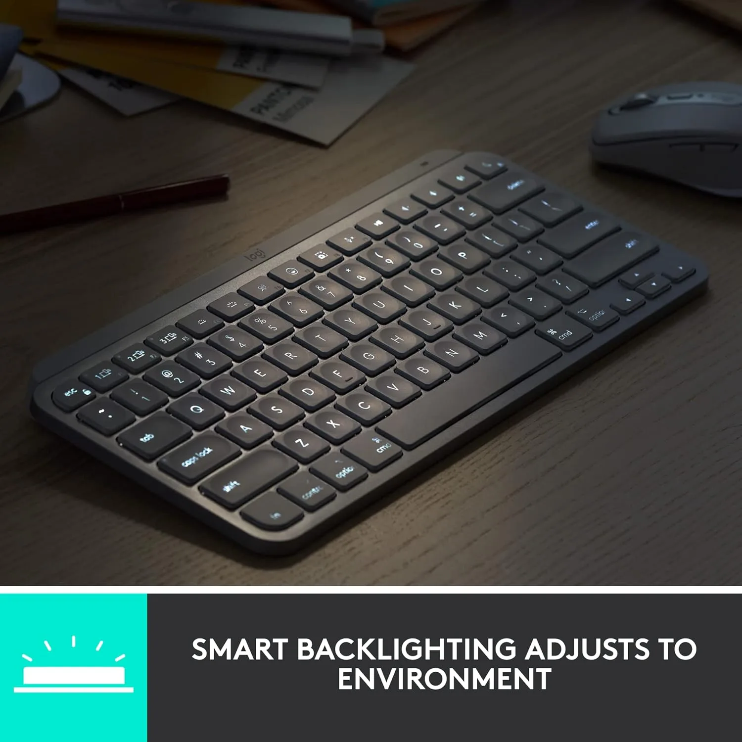 Logitech MX Keys Mini for Mac Wireless Keyboard - Compact Bluetooth, Backlit Keys, USB-C, Tactile Typing - Image 7