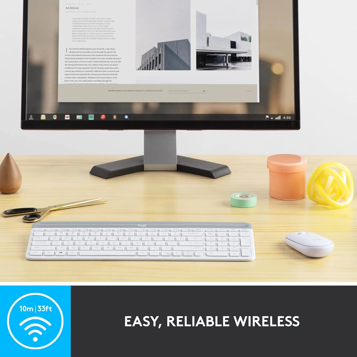 Logitech MK470 Slim Wireless Keyboard and Mouse Combo - Ultra Quiet, 2.4 GHz USB Receiver, Compact Layout - Image 4