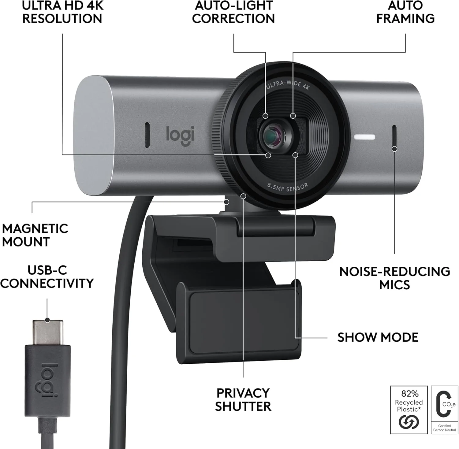 Logitech MX Brio Ultra HD 4K Webcam with AI-Enhanced Image Quality and Noise Reducing Microphones - Image 6