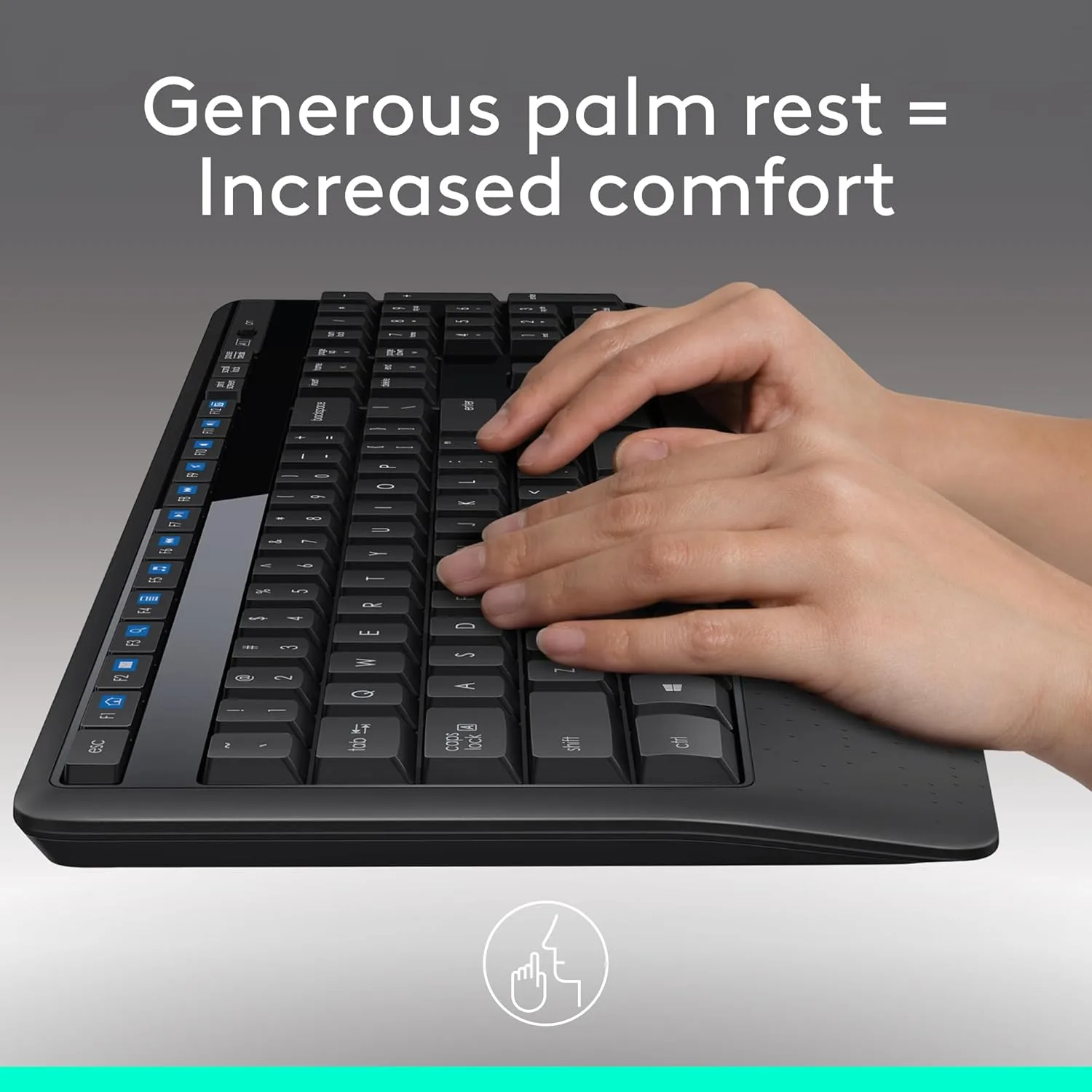 Logitech MK345 Wireless Combo with Full-Sized Keyboard and Comfortable Right-Handed Mouse, 2.4 GHz Wireless USB Receiver
