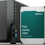 Synology DS225+ 2-Bay DiskStation NAS with Intel Celeron J4125 4-Core 2.0 GHz, 2GB DDR4 RAM, 2xRJ-45 1GbE LAN Ports - 12TB Bundle with 2x HAT3300-6T