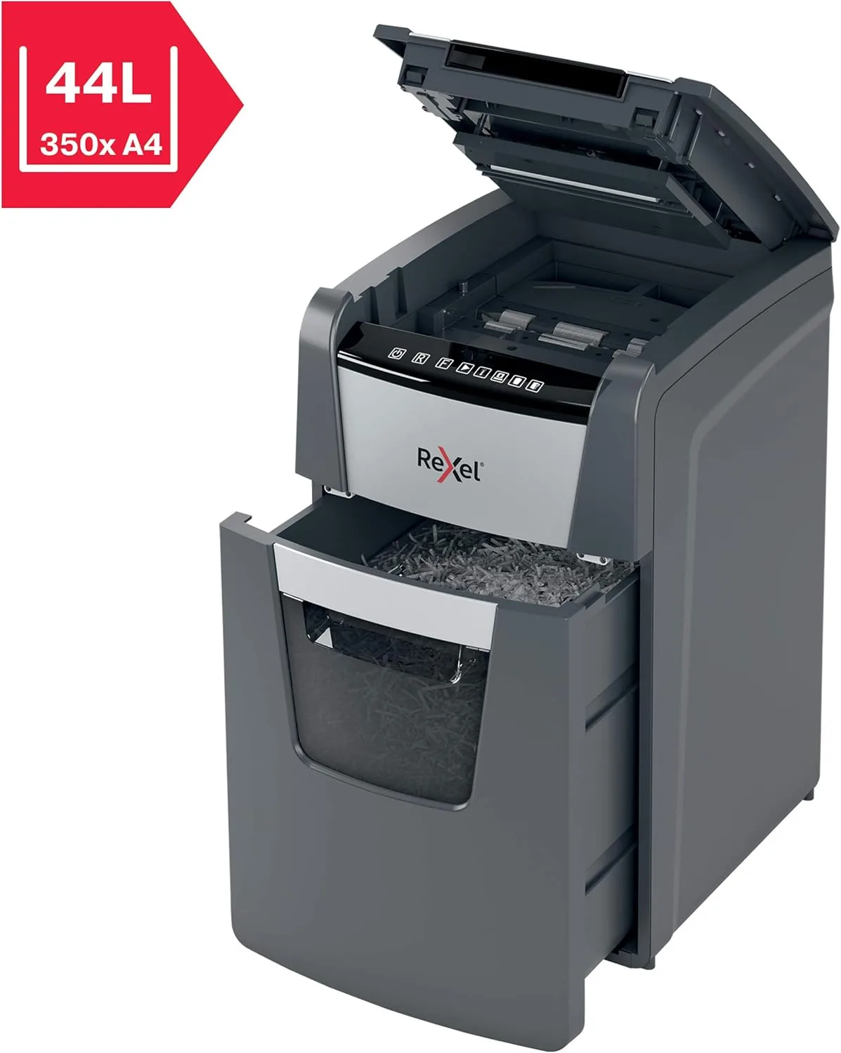 Rexel Optimum Auto Feed+ 2020130X - 130 Sheet Auto Feed Cross Cut Shredder, P-4 Security, 44L Bin - Image 4