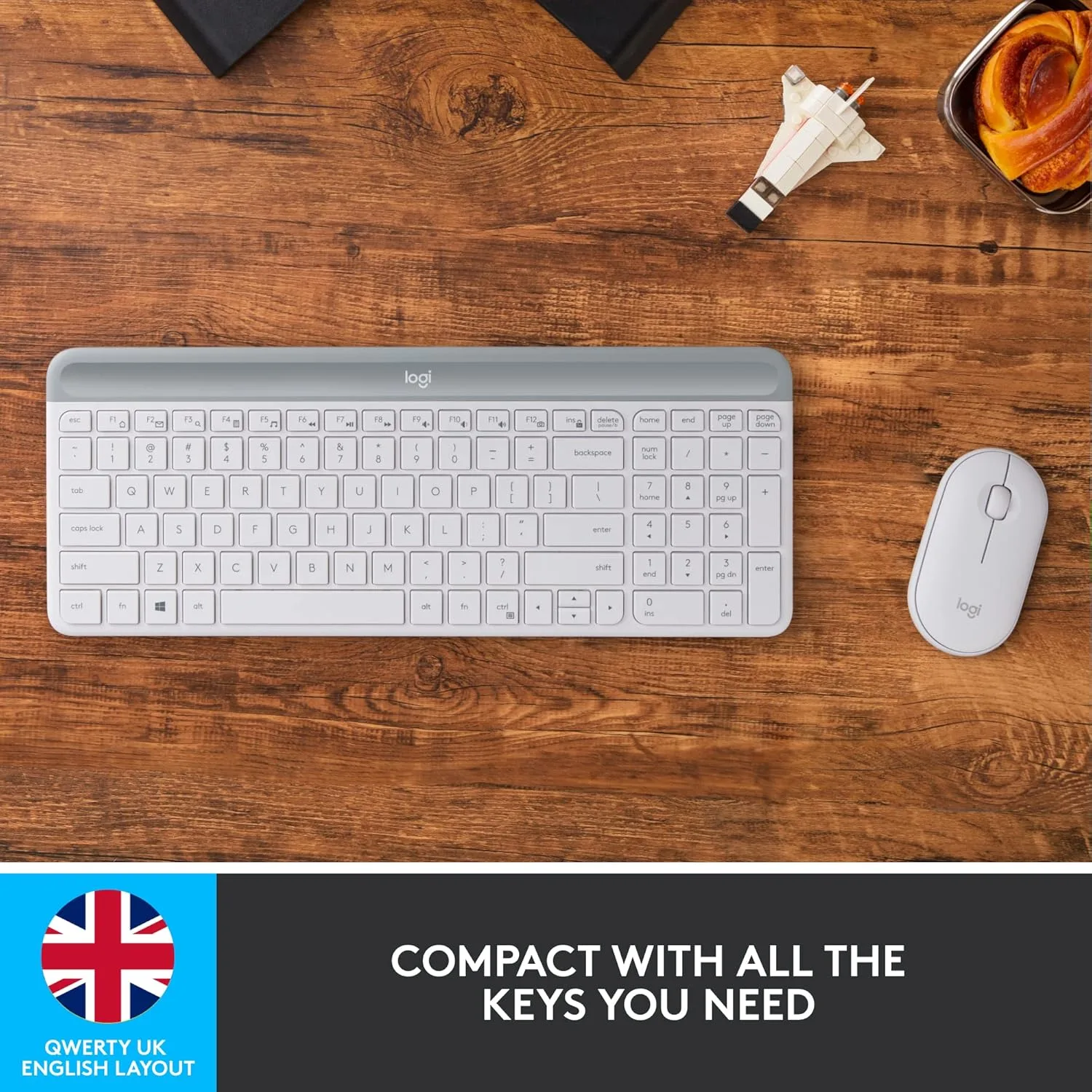 Logitech MK470 Slim Wireless Keyboard and Mouse Combo - Ultra Quiet, 2.4 GHz USB Receiver, Compact Layout - Image 2
