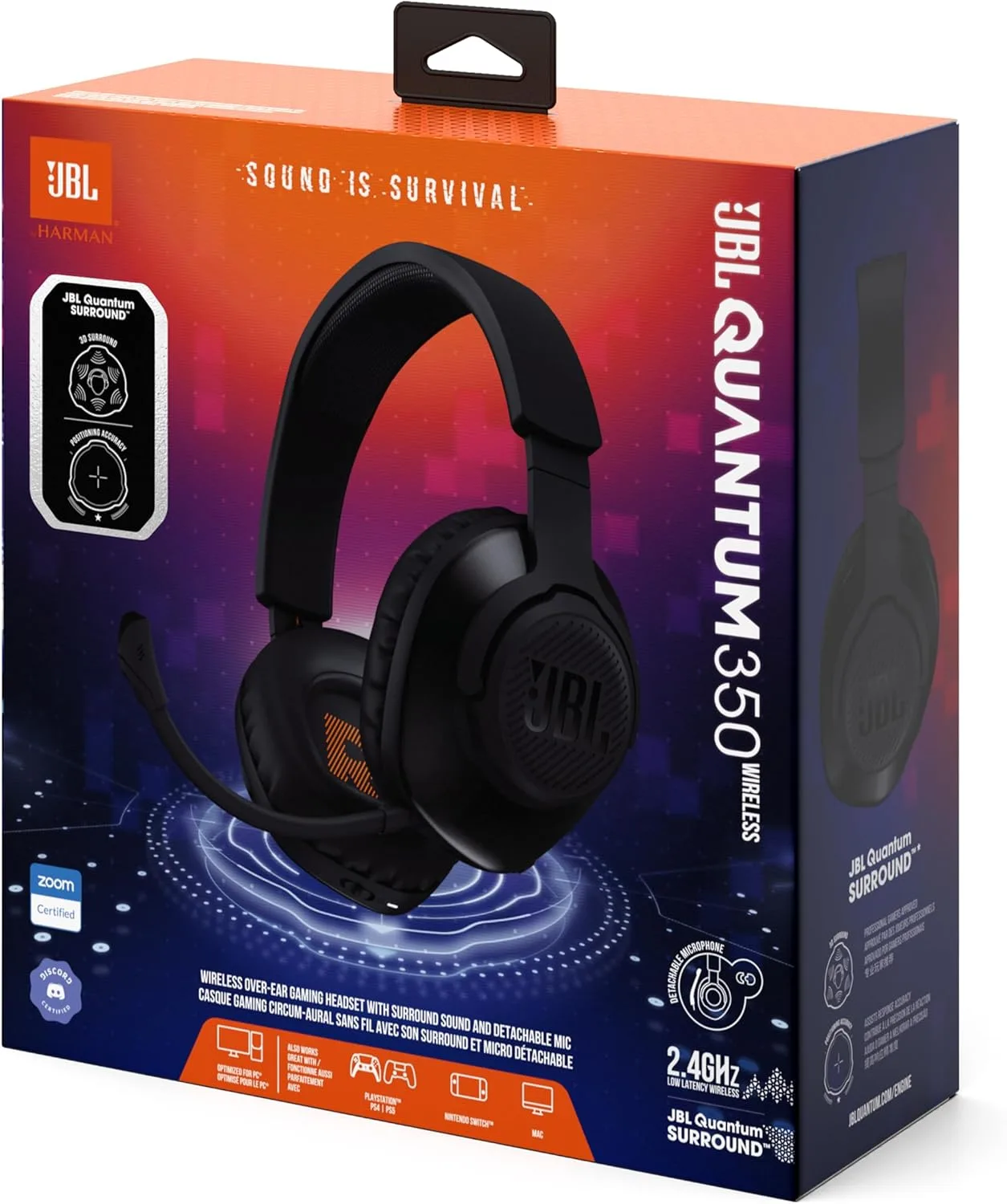JBL Quantum 350 Wireless Gaming Headset with Detachable Boom Mic, 2.4GHz Wireless, 22H Battery - Image 6