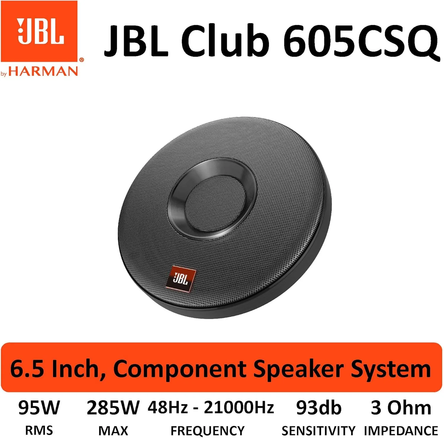 JBL CLUB605CSQ 2-Way Car Audio System with 285W Power, 160mm Carbon Fibre Woofer, Silk Dome Tweeter - Image 6