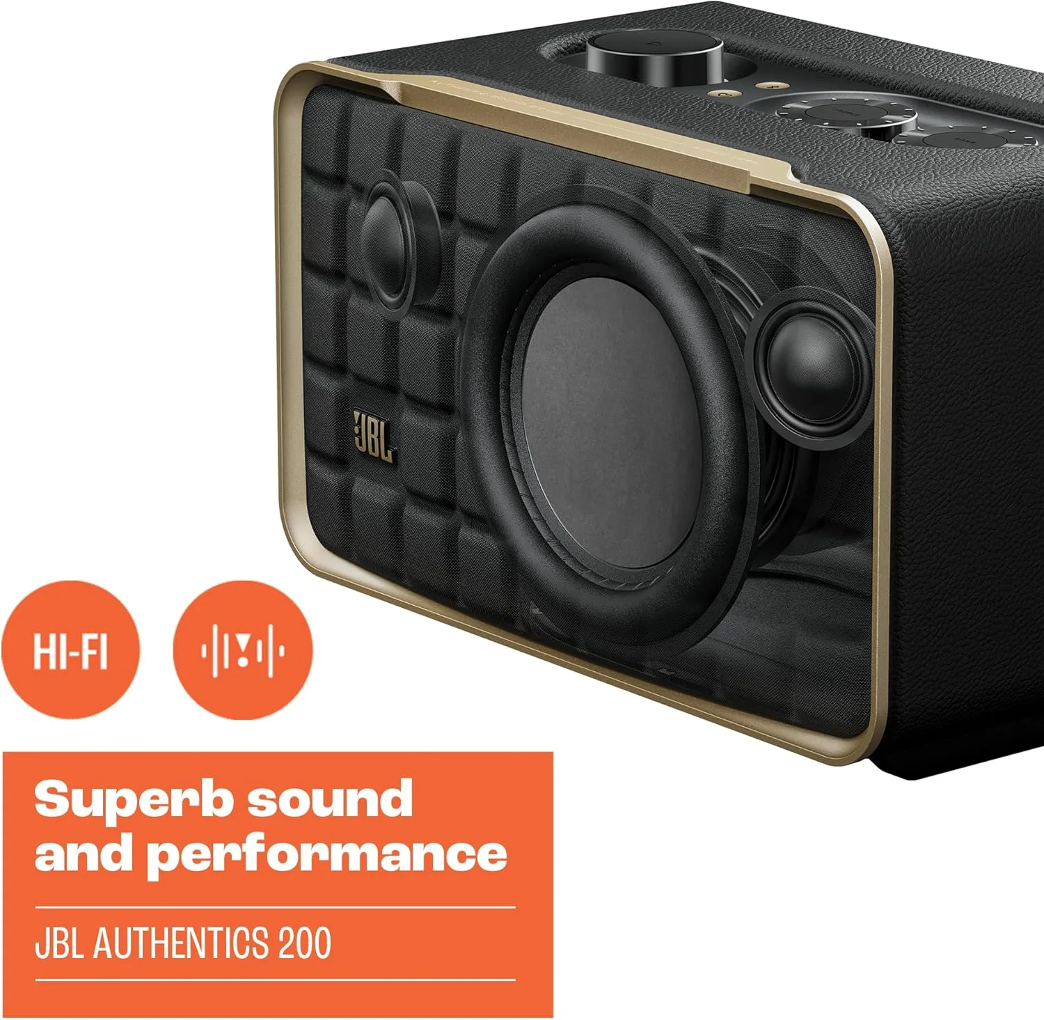 JBL Authentics 200 JBLAUTH200BLKUK - Retro Smart Bluetooth Speaker with Wi-Fi, Voice Assistant, and Powerful Sound - Image 12