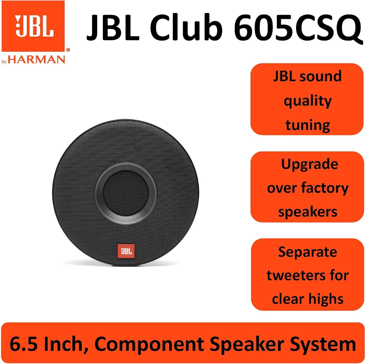 JBL CLUB605CSQ 2-Way Car Audio System with 285W Power, 160mm Carbon Fibre Woofer, Silk Dome Tweeter - Image 5